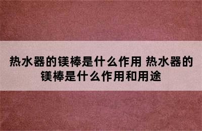 热水器的镁棒是什么作用 热水器的镁棒是什么作用和用途